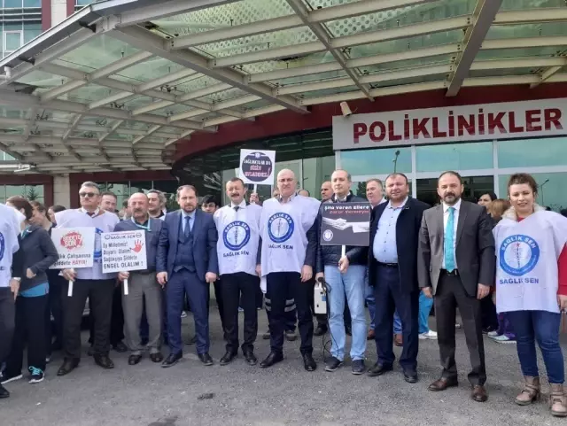 Sağlık memuruna yapılan saldırıya tepki Sağlık memuruna yapılan saldırıya tepki