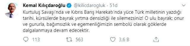 Kılıçdaroğlu'ndan ırkçı Yunan milletvekiline tepki: O ulu bayrak, onur ve gururla göklerde dalgalanmaya devam edecek.