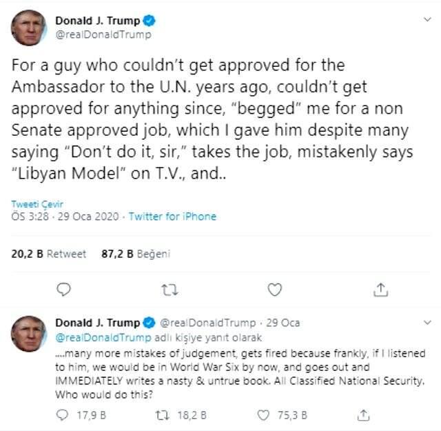 Trump: Onu dinleseydim, şu an 6'ncı dünya savaşındaydık