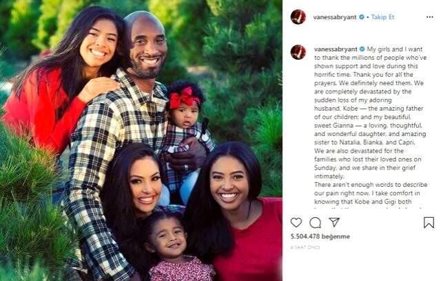 Vanessa Bryant, eşi Kobe Bryant ve kızı Gianna için duygusal bir mesaj paylaştı
