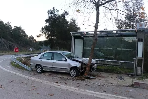 Kontrolden çıkan otomobil ağaca çarptı: 3 yaralı Kontrolden çıkan otomobil ağaca çarptı: 3 yaralı