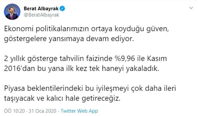 Tahvil faizi 3 yılın ardından ilk kez tek haneye düştü