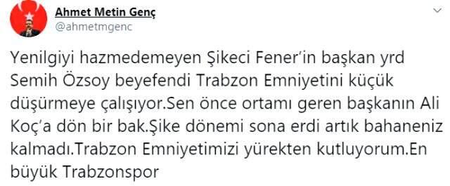 Ortahisar Belediye Başkanı'ndan maç sonu olay sözler: Şikeci Fener