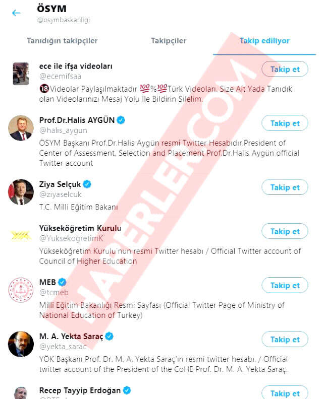 ÖSYM, resmi twitter hesabından +18'lik hesabın takip edilmesine açıklık getirdi