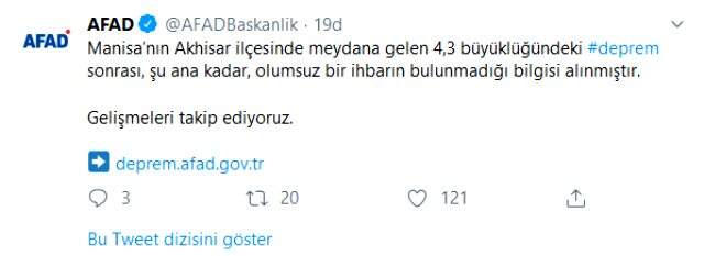 Manisa'da 4.3 büyüklüğünde deprem meydana geldi