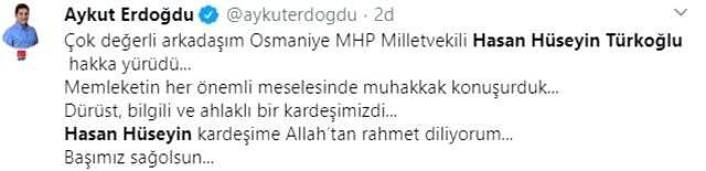 24. Dönem Osmaniye Milletvekili Hasan Hüseyin Türkoğlu hayatını kaybetti