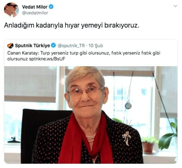 Vedat Mılor'den Canan Karatay'ın koronavirüs önlemine ilginç çıkış