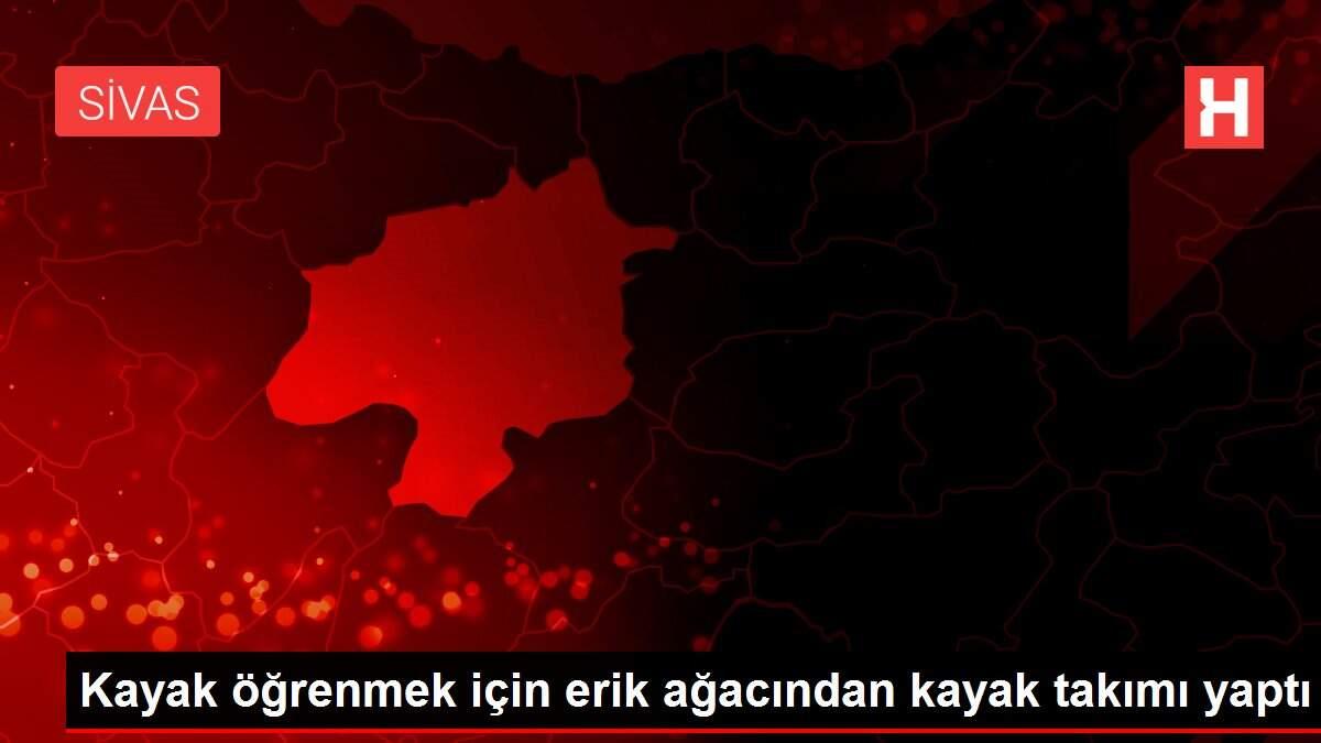 Kayak öğrenmek için erik ağacından kayak takımı yaptı