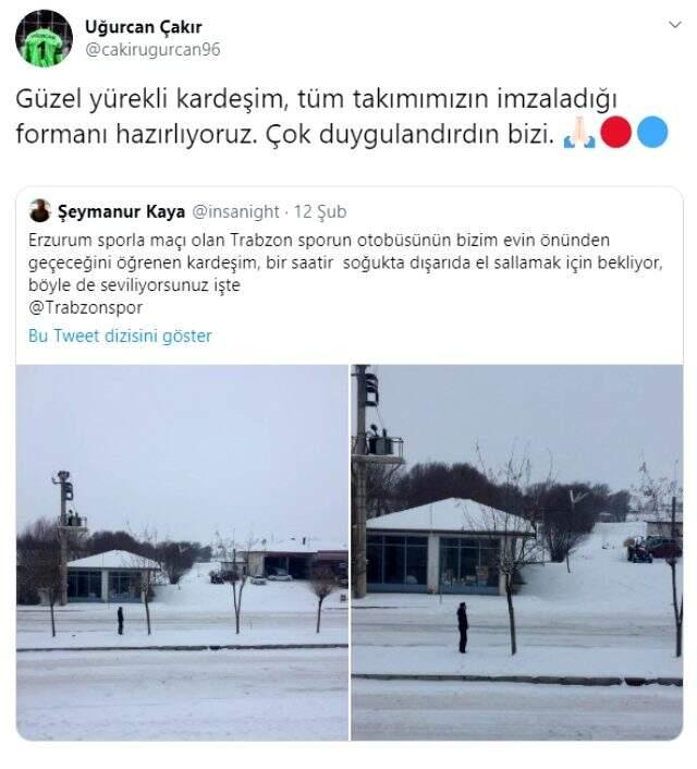 Soğuk havada Trabzonspor kafilesini bekleyen taraftar, sosyal medyada gündem oldu