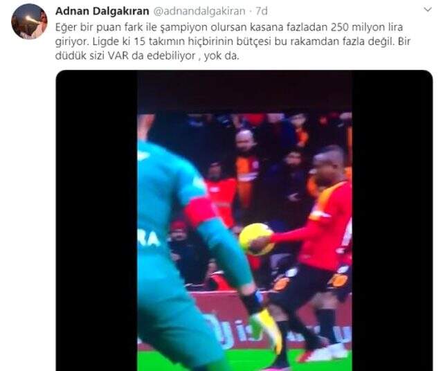 Beşiktaş yöneticisi Adnan Dalgakıran'dan Seri'nin penaltı pozisyonuna gönderme