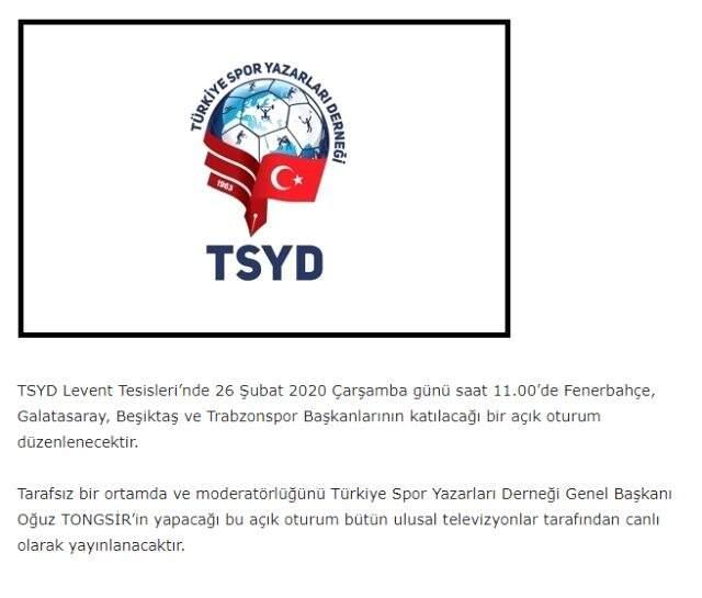 TSYD açıkladı! 4 büyük kulübün başkanı Çarşamba günü buluşuyor