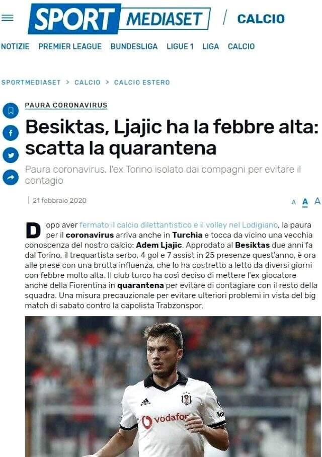 İtalyanlardan şok iddia: Adem Ljajic koronavirüs şüphesiyle kadroya alınmadı