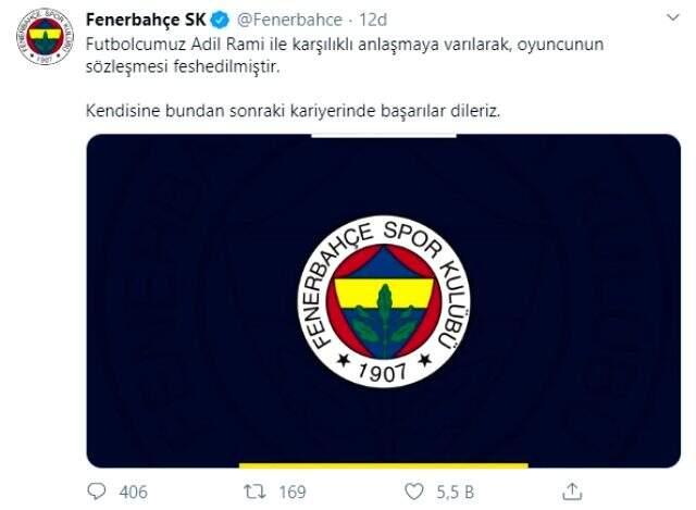 Son dakika: Fenerbahçe, Adil Rami'nin sözleşmesini feshetti