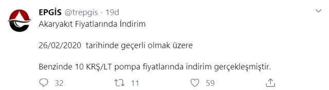 Benzine 10 kuruş indirim geldi