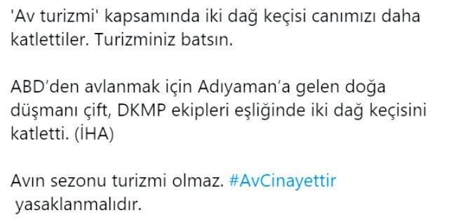 Amerikalı kadın avcının Adıyaman'a gelip dağ keçisi avlaması tepki çekti