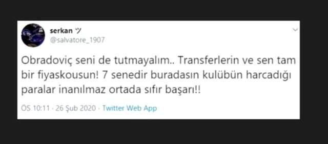 Fenerbahçe taraftarı, Obradovic'i istifaya davet etti