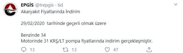 Benzine 34 kuruş, motorine ise 31 kuruş indirim geldi