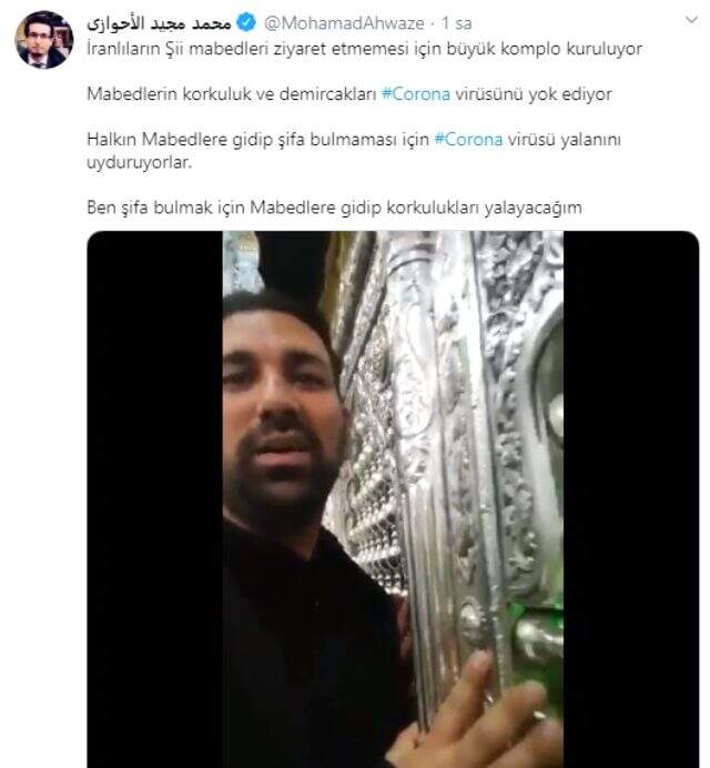 İranlı vatandaş, koronavirüsten korunmak için demir korkulukları yaladı