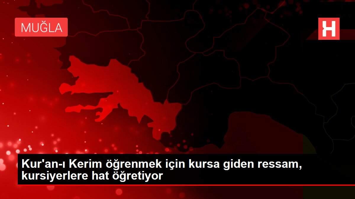 Kur'an-ı Kerim öğrenmek için kursa giden ressam, kursiyerlere hat öğretiyor