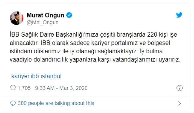 İBB Sağlık Daire Başkanlığı'na 220 personel alınacak