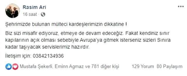 Nevşehir Belediyesi, Avrupa'ya gitmek isteyen mültecileri sınıra ücretsiz taşıyacak.