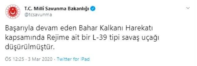 Son Dakika: TSK, Esed'e ait bir savaş uçağını daha düşürdü.