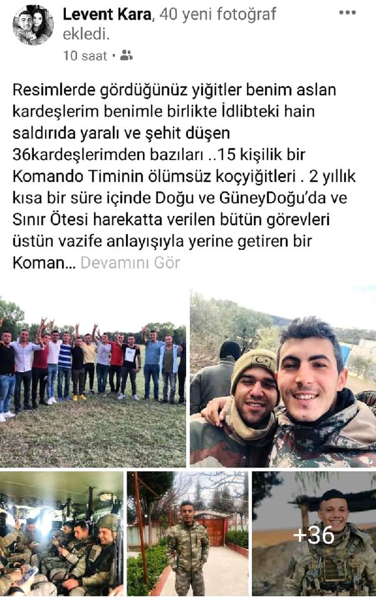 İdlib gazisi Uzman Çavuş Levent Kara'dan duygulandıran paylaşım