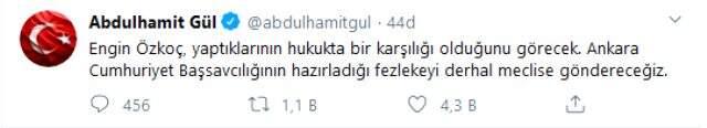Adalet Bakanı Gül: Engin Özkoç hakkında hazırlanan fezlekeyi derhal Meclis'e göndereceğiz