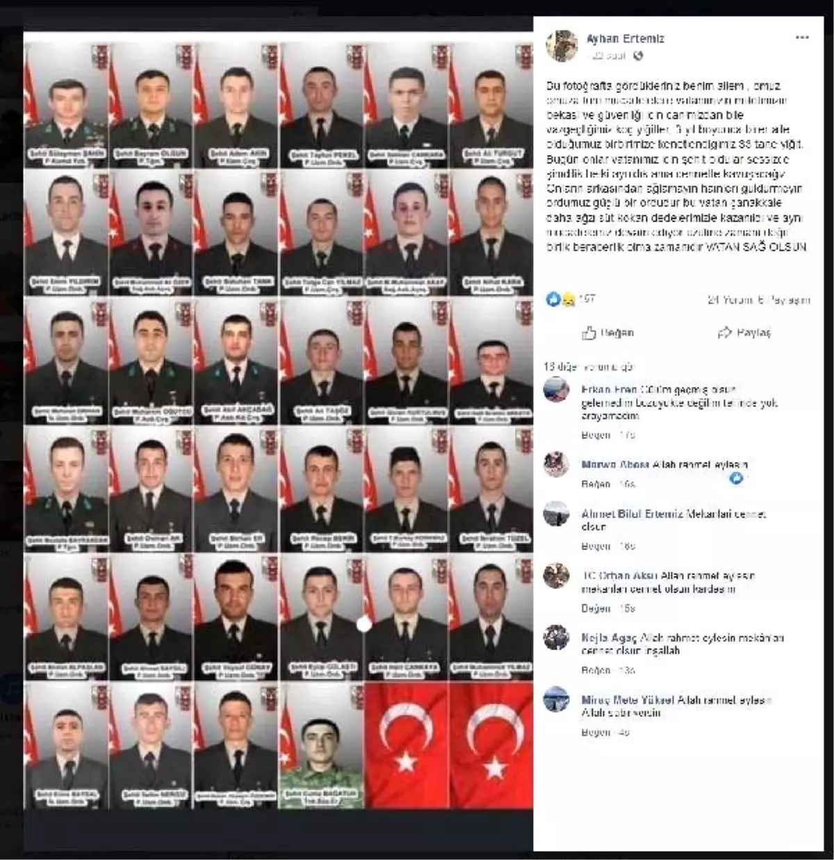 İdlib gazisi Uzman Çavuş Ertemiz'den duygusal paylaşım
