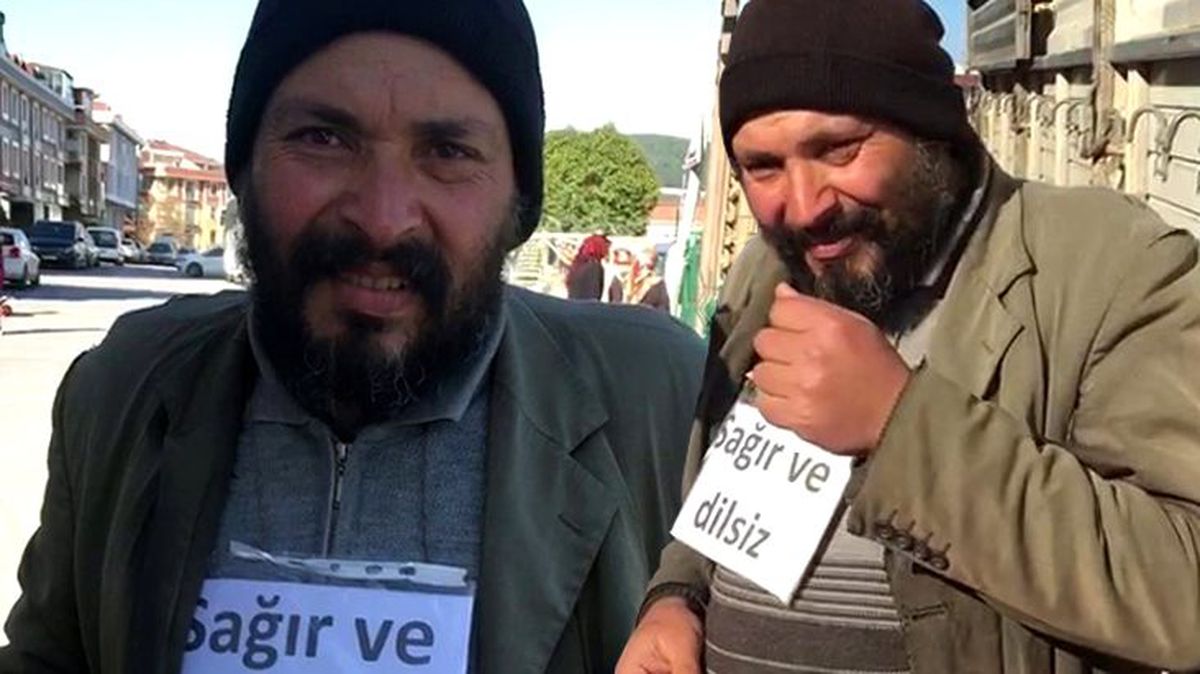 'Sağır ve dilsiz' yazısıyla para dilenen şahıs, zabıtayı görünce dile geldi