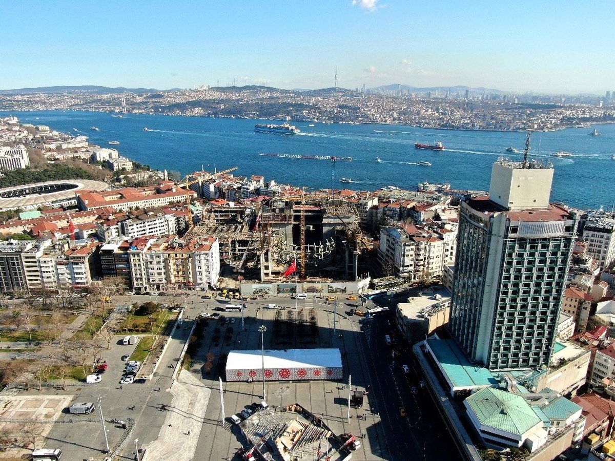 Taksim AKM'de son durum havadan görüntülendi