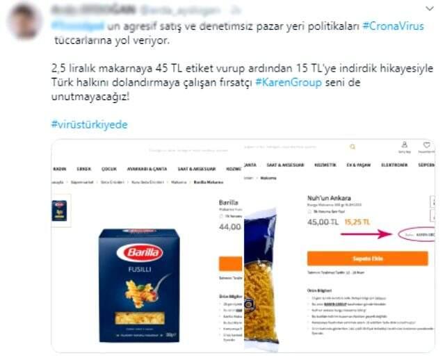 Ünlü e-ticaret sitesindeki makarna ve kolonya fiyatları tepki çekti