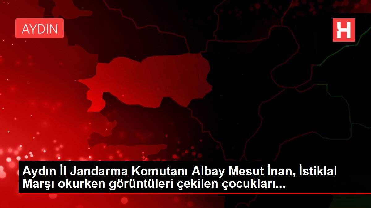 Aydın İl Jandarma Komutanı Albay Mesut İnan, İstiklal Marşı okurken görüntüleri çekilen çocukları...