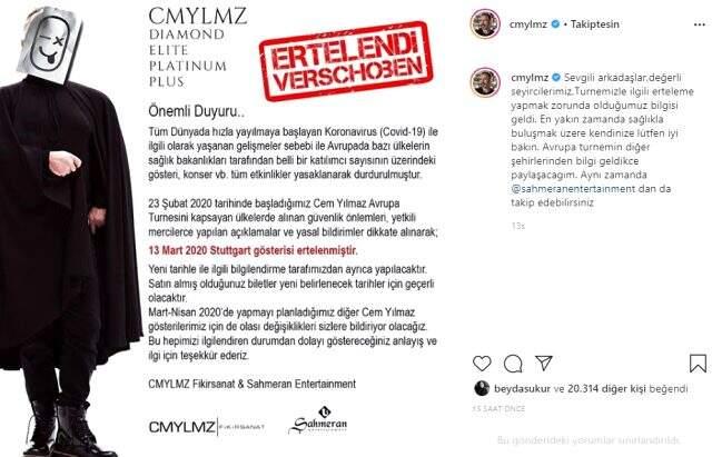 Cem Yılmaz'ın Avrupa turnesi koronavirüs nedeniyle iptal edildi