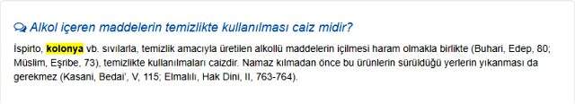 Diyanet, koronavirüse karşı alkol içeren maddeleri kullanmanın caiz olduğu söylüyor