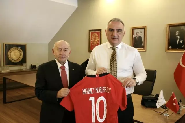 TFF'den Kültür ve Turizm Bakanı Mehmet Nuri Ersoy'a ziyaret TFF'den Kültür ve Turizm Bakanı Mehmet Nuri Ersoy'a ziyaret