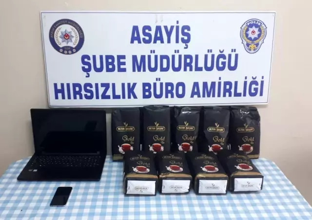 Çaldığı çaylar ve bilgisayarla yakalandı