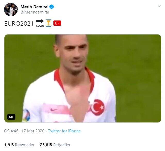 EURO 2020'nin ertelenmesi sonrası Merih Demiral'ın yaptığı paylaşım, sosyal medyayı salladı