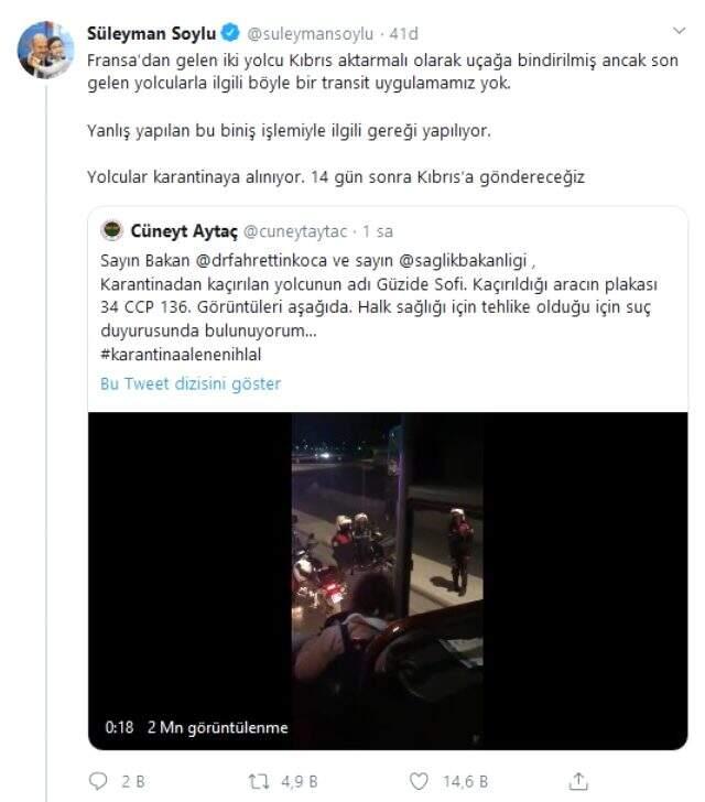 İçişleri Bakanı Soylu, yurt dışından gelen yolcunun otobüsten indirilmesiyle ilgili açıklama yaptı: Gereği yapılıyor