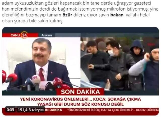 Sağlık Bakanı Koca, mikrofon dağıtılmadığı için sitem eden gazeteciden özür diledi.