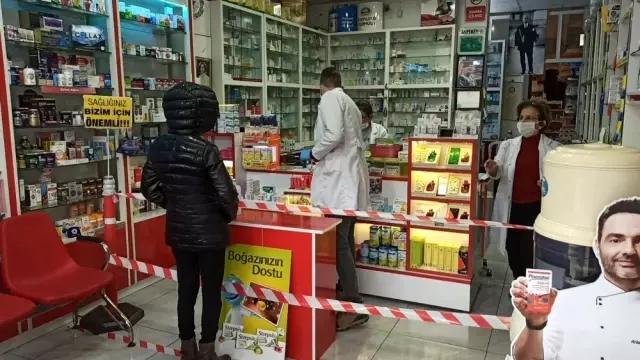 Eczanede şeritli tedbir