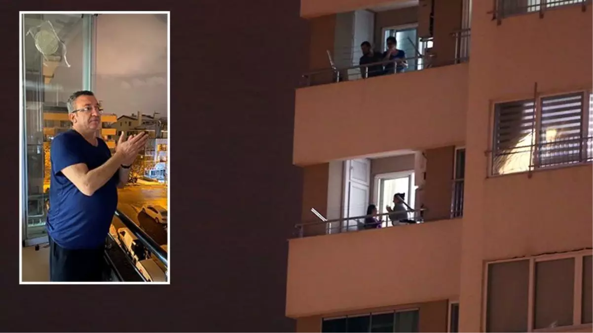 Sağlık çalışanlarını alkışlayan Engin Altay'ın fotoğrafında menfezi kapatmış olması dikkat çekti
