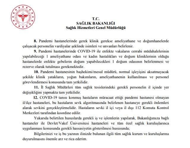 Son Dakika: Sağlık Bakanlığı'ndan hastanelere 12 maddelik korona genelgesi! Özel ve Vakıf hastaneleri pandemi hastanesi ilan edildi