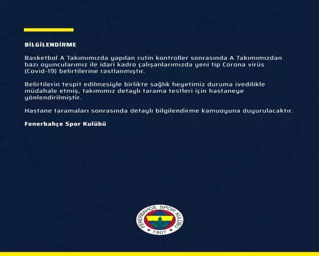 Fenerbahçe Beko'da korona virüs!