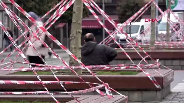 TRABZON Uyarılar dikkate alınmayınca, banklara şerit çekildi TRABZON Uyarılar dikkate alınmayınca, banklara şerit çekildi