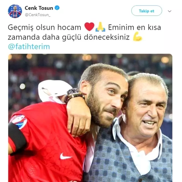 Cenk Tosun'dan Fatih Terim'e geçmiş olsun mesajı Cenk Tosun'dan Fatih Terim'e geçmiş olsun mesajı