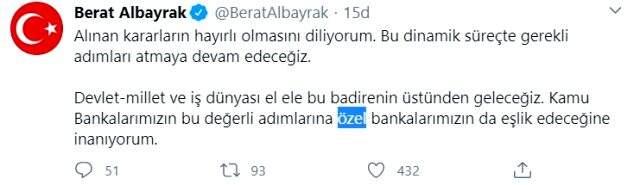 Son Dakika: Bakan Albayrak: Koronavirüs tedbirlerine özel bankaların da eşlik edeceğine inanıyorum.