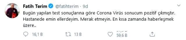 Fatih Terim'in Koronavirüs Testi Pozitif Çıktı 1 Son Dakika: Fatih Terim'in koronavirüs testi pozitif çıktı