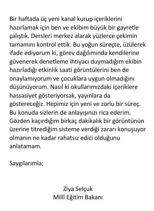 Son Dakika: Milli Eğitim Bakanı Ziya Selçuk sosyal medyadan gelen uzaktan eğitim tepkilerine yanıt verdi: Ben de onaylamıyorum.