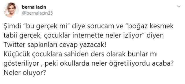 Berna Laçin, uzaktan eğitimde boğaz kesme sahnesinin izletilmesine sitem etti